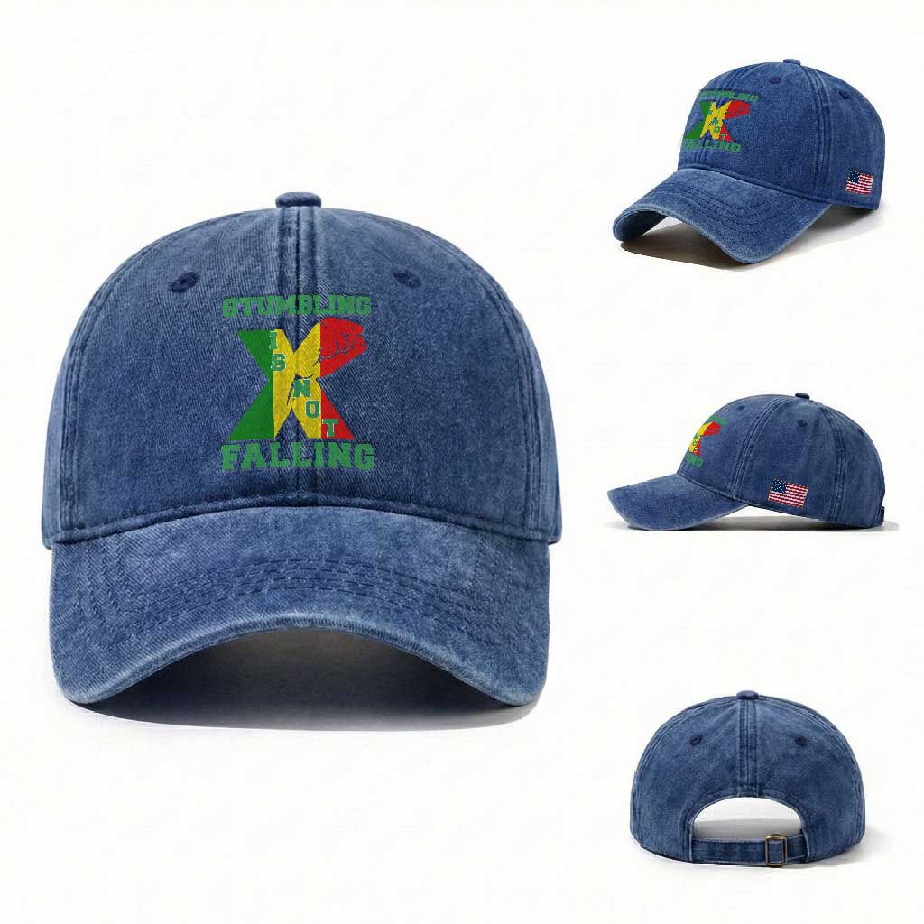 Stumbling Is Not Falling Washed Cotton Baseball Cap African American Black History Month