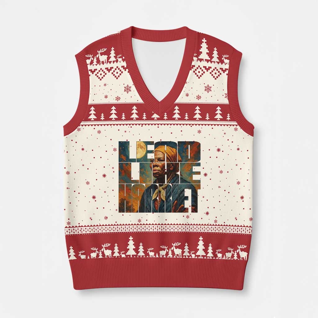 Lead Like Harriet V-Neck Knit Sweater Vest Black History Month Juneteenth Quote - Wonder Print Shop