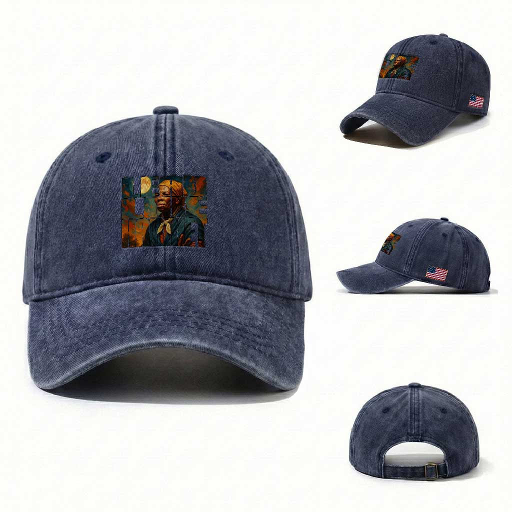 Lead Like Harriet Washed Cotton Baseball Cap Black History Month Juneteenth Quote