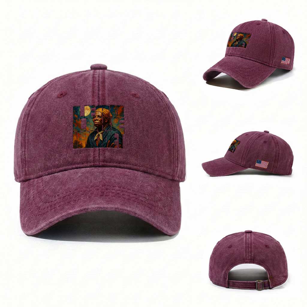 Lead Like Harriet Washed Cotton Baseball Cap Black History Month Juneteenth Quote