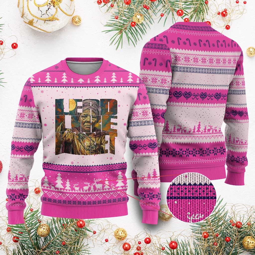 Lead Like Harriet Ugly Christmas Sweater Black Women Leadership Quote - Wonder Print Shop