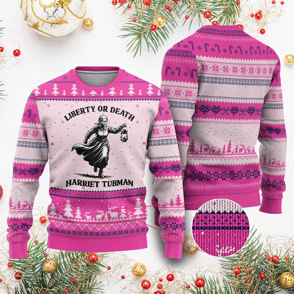 Liberty Or Death Ugly Christmas Sweater Harriet Tubman Quote - Wonder Print Shop
