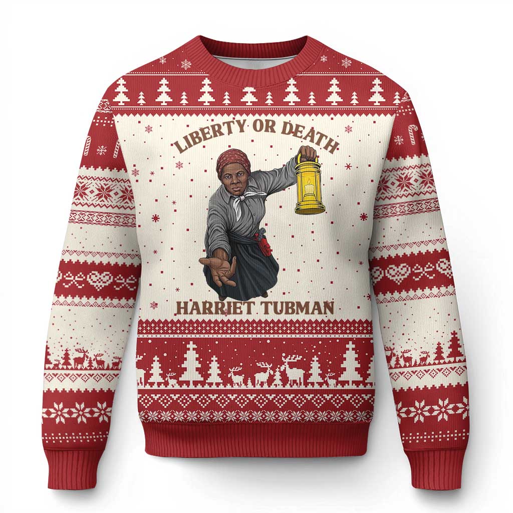 Harriet Tubman Freedom Quote Ugly Christmas Sweater Liberty Or Death - Wonder Print Shop