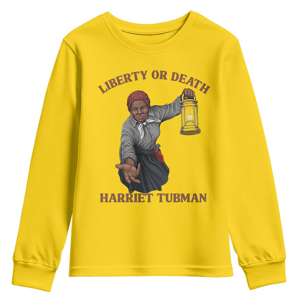 Harriet Tubman Freedom Quote Youth Sweatshirt Liberty Or Death - Wonder Print Shop