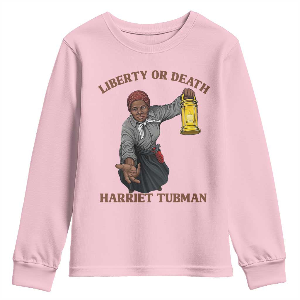 Harriet Tubman Freedom Quote Youth Sweatshirt Liberty Or Death - Wonder Print Shop
