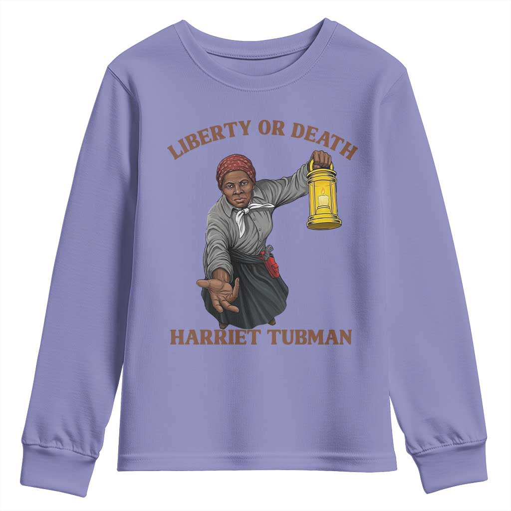 Harriet Tubman Freedom Quote Youth Sweatshirt Liberty Or Death - Wonder Print Shop