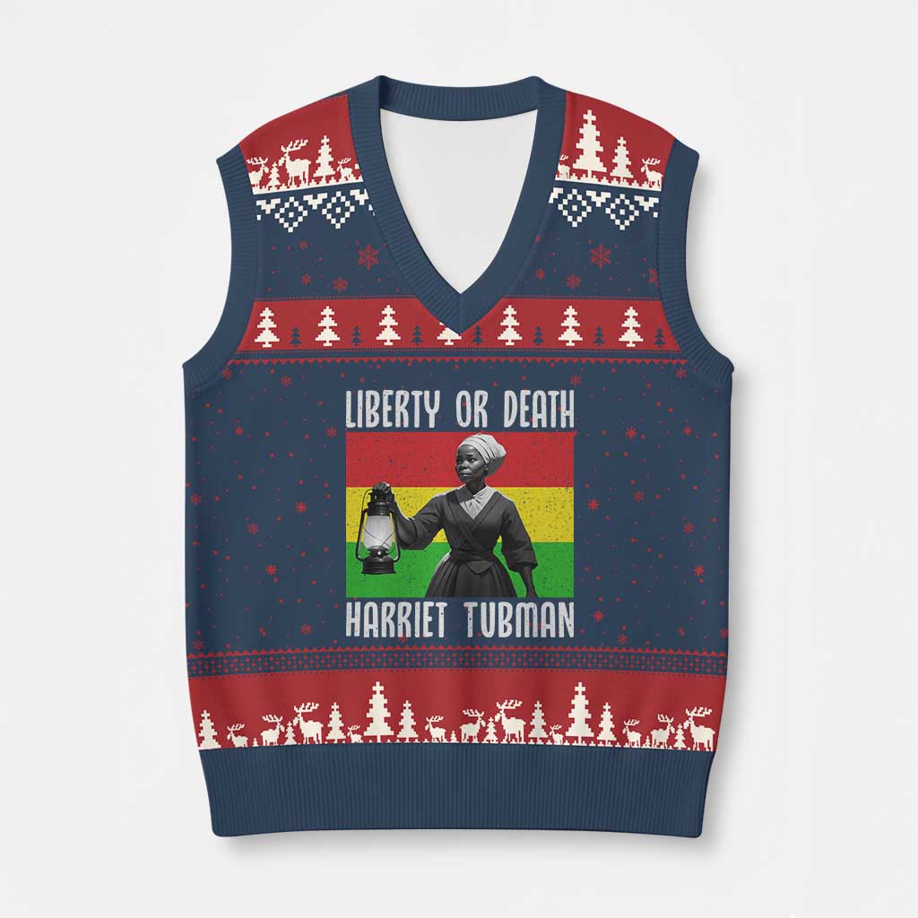 Harriet Tubman Women Leadership V-Neck Knit Sweater Vest Liberty Or Death - Wonder Print Shop