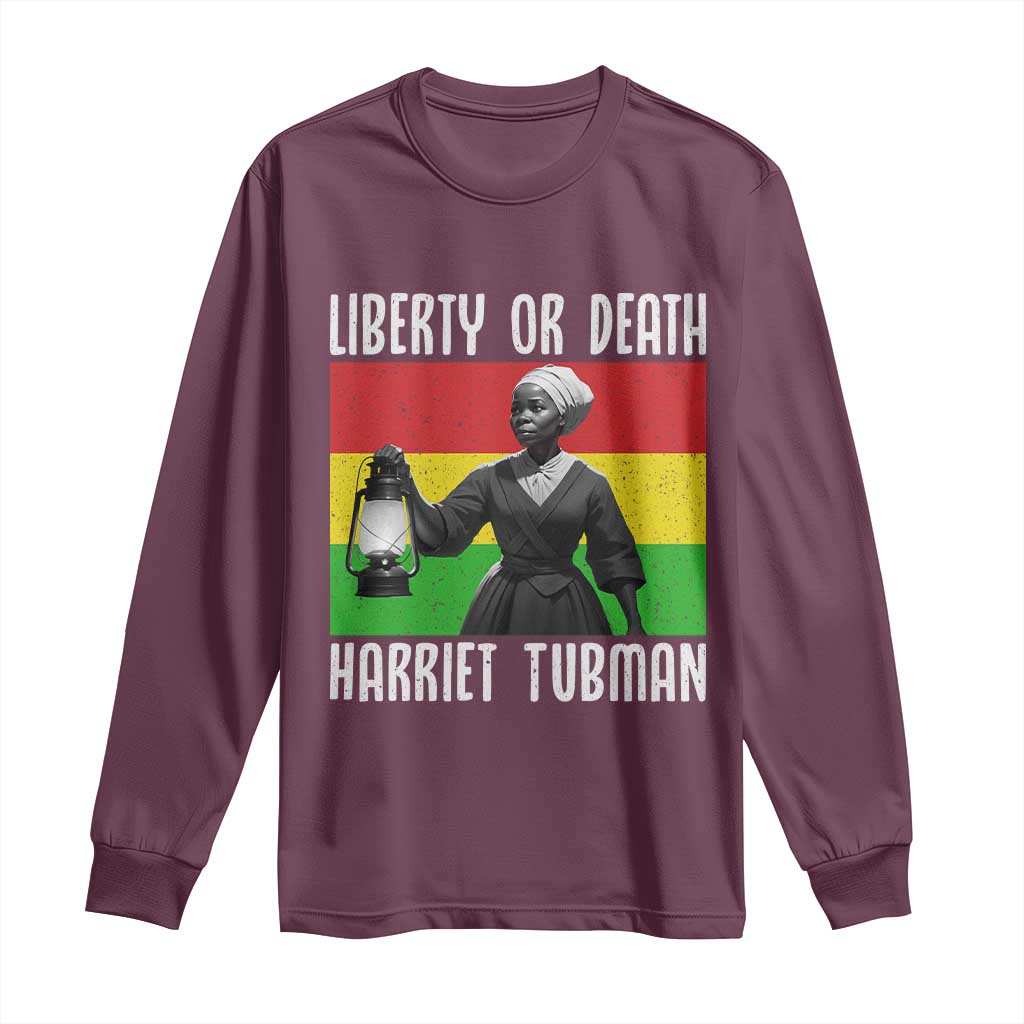 Harriet Tubman Women Leadership Long Sleeve Shirt Liberty Or Death - Wonder Print Shop