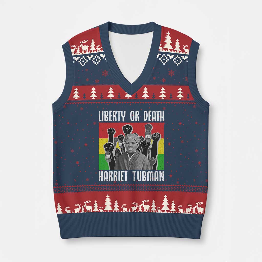 Harriet Tubman V-Neck Knit Sweater Vest Liberty Or Death Women Empowerment Quote - Wonder Print Shop