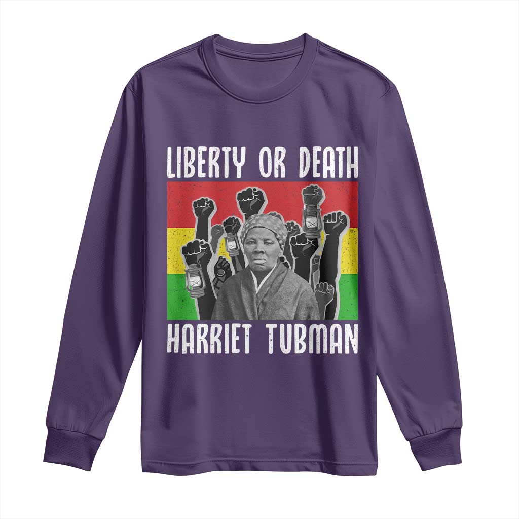 Harriet Tubman Long Sleeve Shirt Liberty Or Death Women Empowerment Quote - Wonder Print Shop