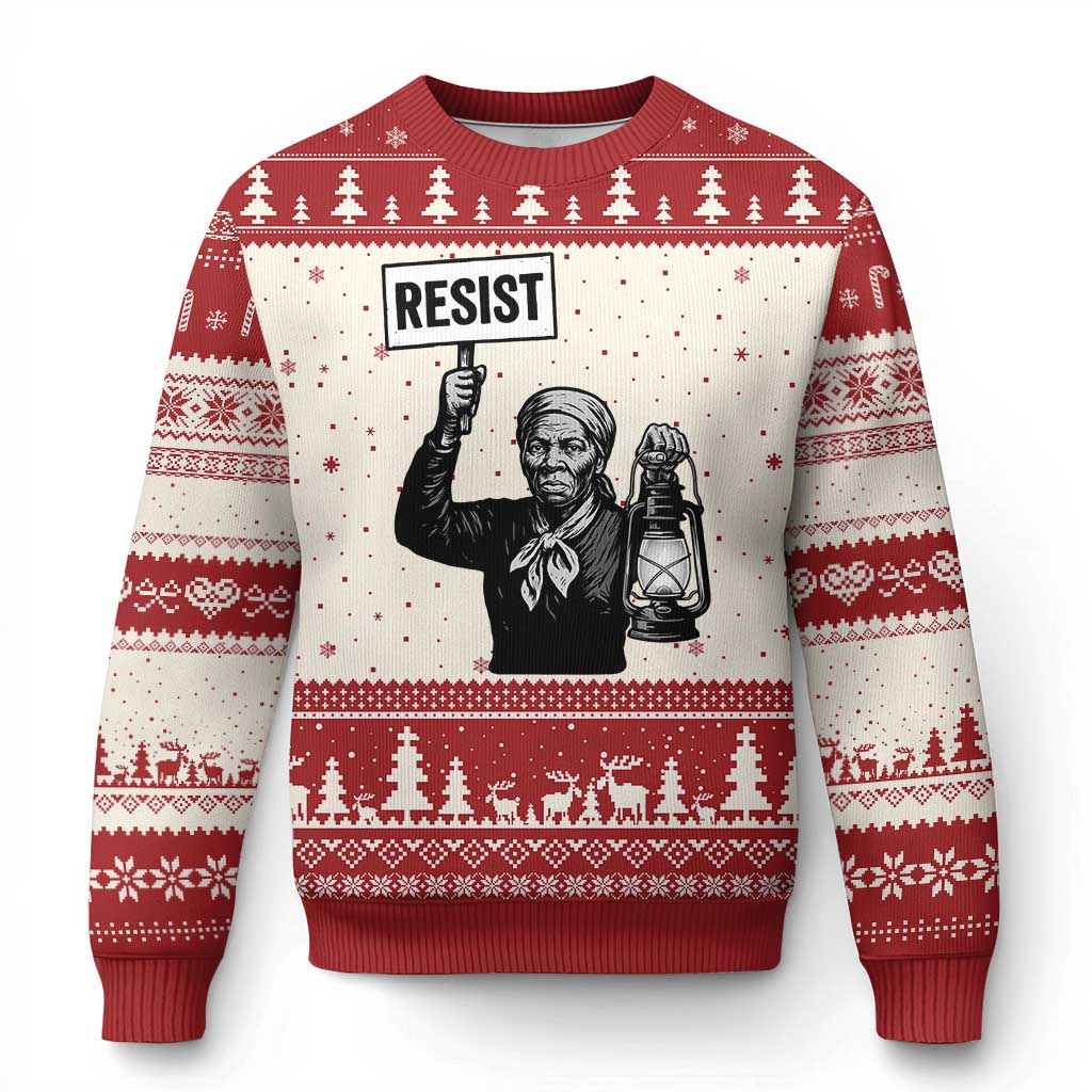 Harriet Tubman Says Resist Ugly Christmas Sweater Women Empowerment Quote - Wonder Print Shop
