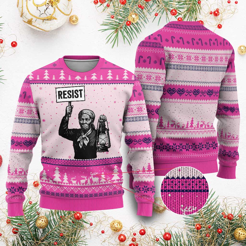 Harriet Tubman Says Resist Ugly Christmas Sweater Women Empowerment Quote - Wonder Print Shop