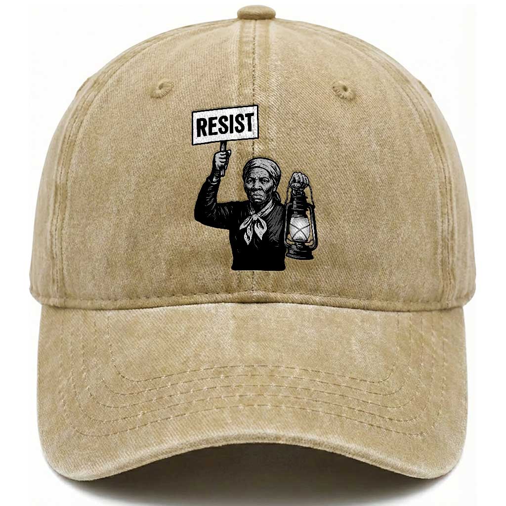 Harriet Tubman Says Resist Washed Cotton Baseball Cap Women Empowerment Quote