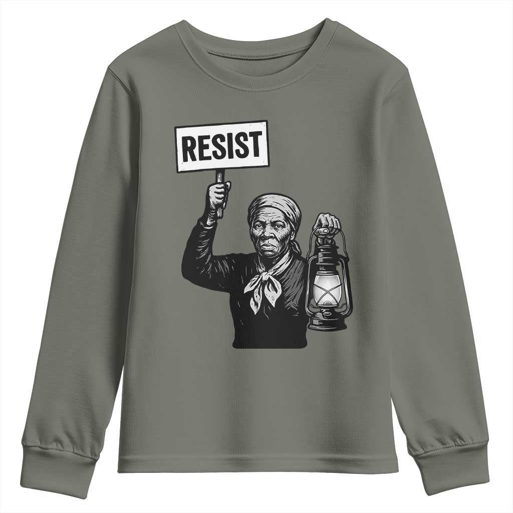 Harriet Tubman Says Resist Youth Sweatshirt Women Empowerment Quote - Wonder Print Shop