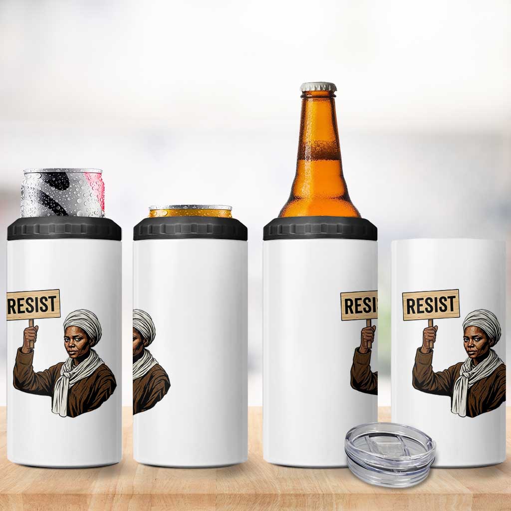 Funny Harriet Tubman Says Resist 4 in 1 Can Cooler Tumbler Black Pride Inspiration Gift - Wonder Print Shop