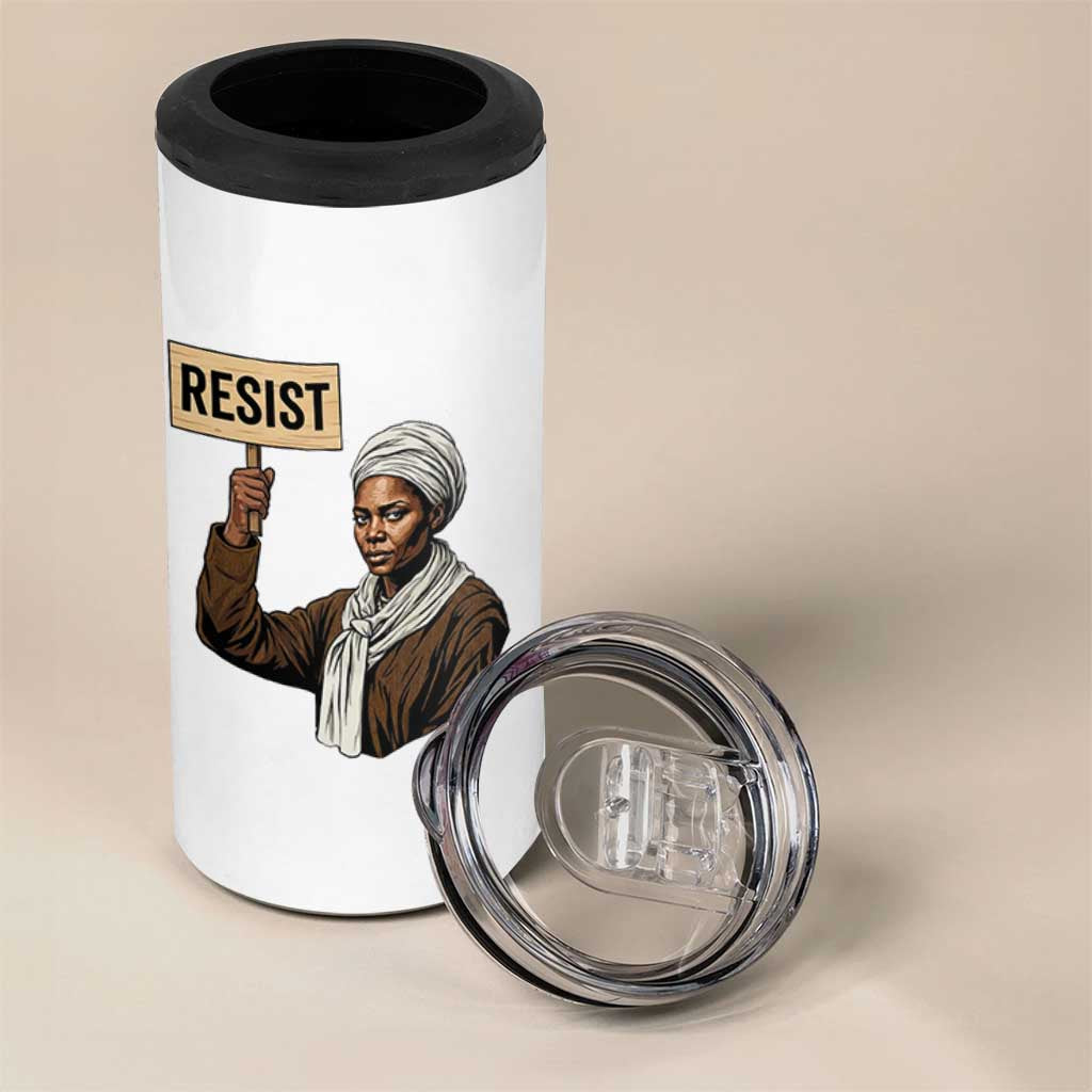 Funny Harriet Tubman Says Resist 4 in 1 Can Cooler Tumbler Black Pride Inspiration Gift - Wonder Print Shop