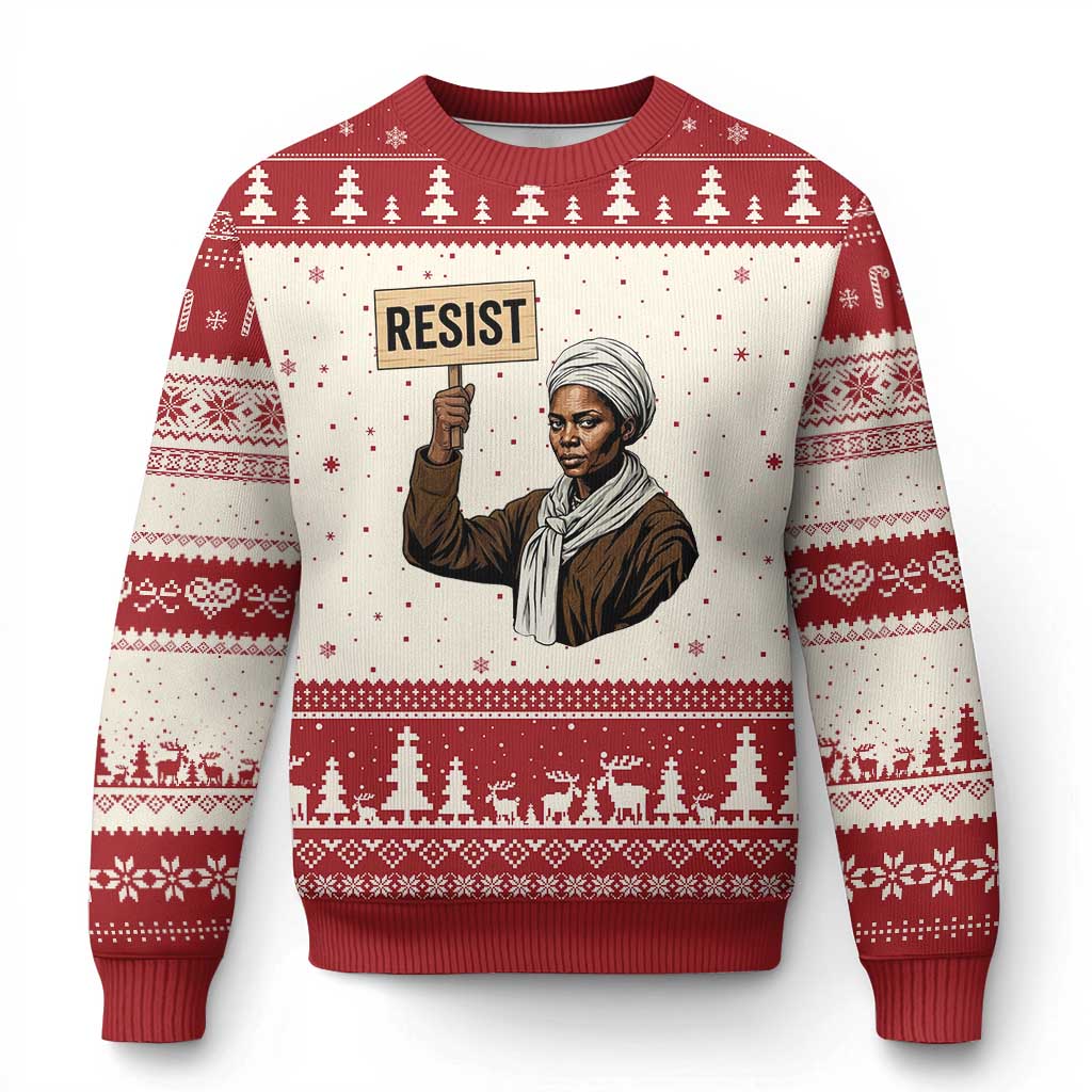 Funny Harriet Tubman Says Resist Ugly Christmas Sweater Black Pride Inspiration Gift - Wonder Print Shop