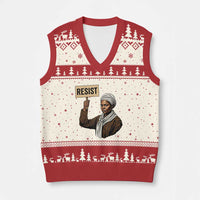 Funny Harriet Tubman Says Resist V-Neck Knit Sweater Vest Black Pride Inspiration Gift - Wonder Print Shop