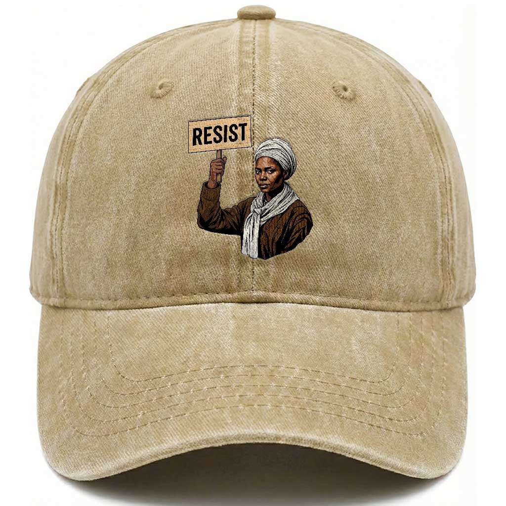 Funny Harriet Tubman Says Resist Washed Cotton Baseball Cap Black Pride Inspiration Gift
