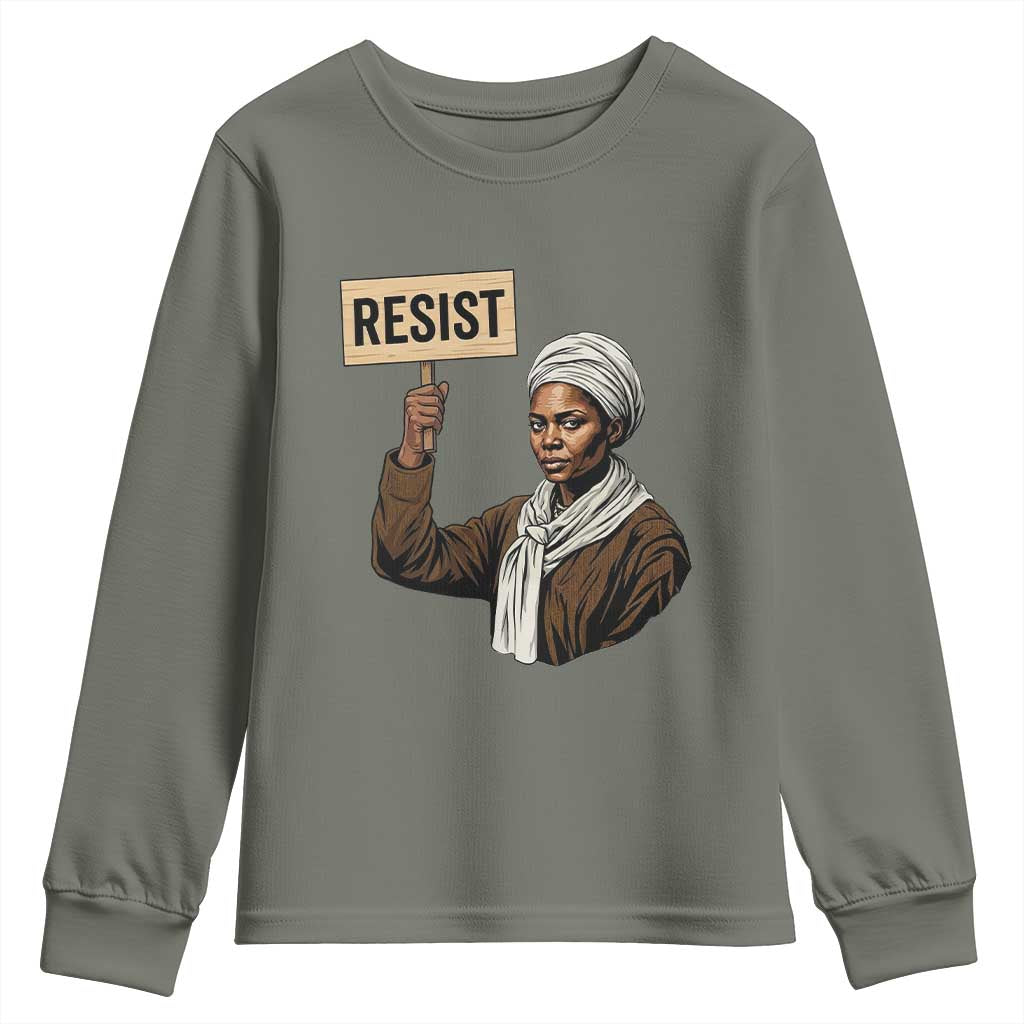 Funny Harriet Tubman Says Resist Youth Sweatshirt Black Pride Inspiration Gift - Wonder Print Shop