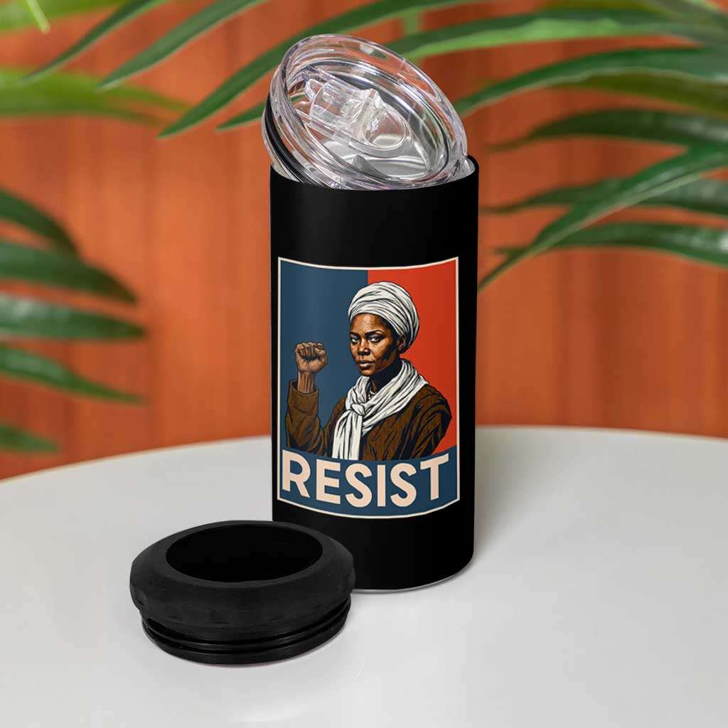 Funny Harriet Tubman Says Resist 4 in 1 Can Cooler Tumbler Strong Black Woman Leader - Wonder Print Shop