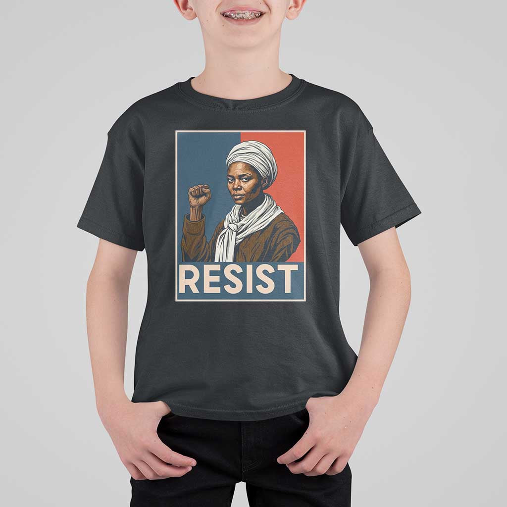 Funny Harriet Tubman Says Resist T Shirt For Kid Strong Black Woman Leader - Wonder Print Shop