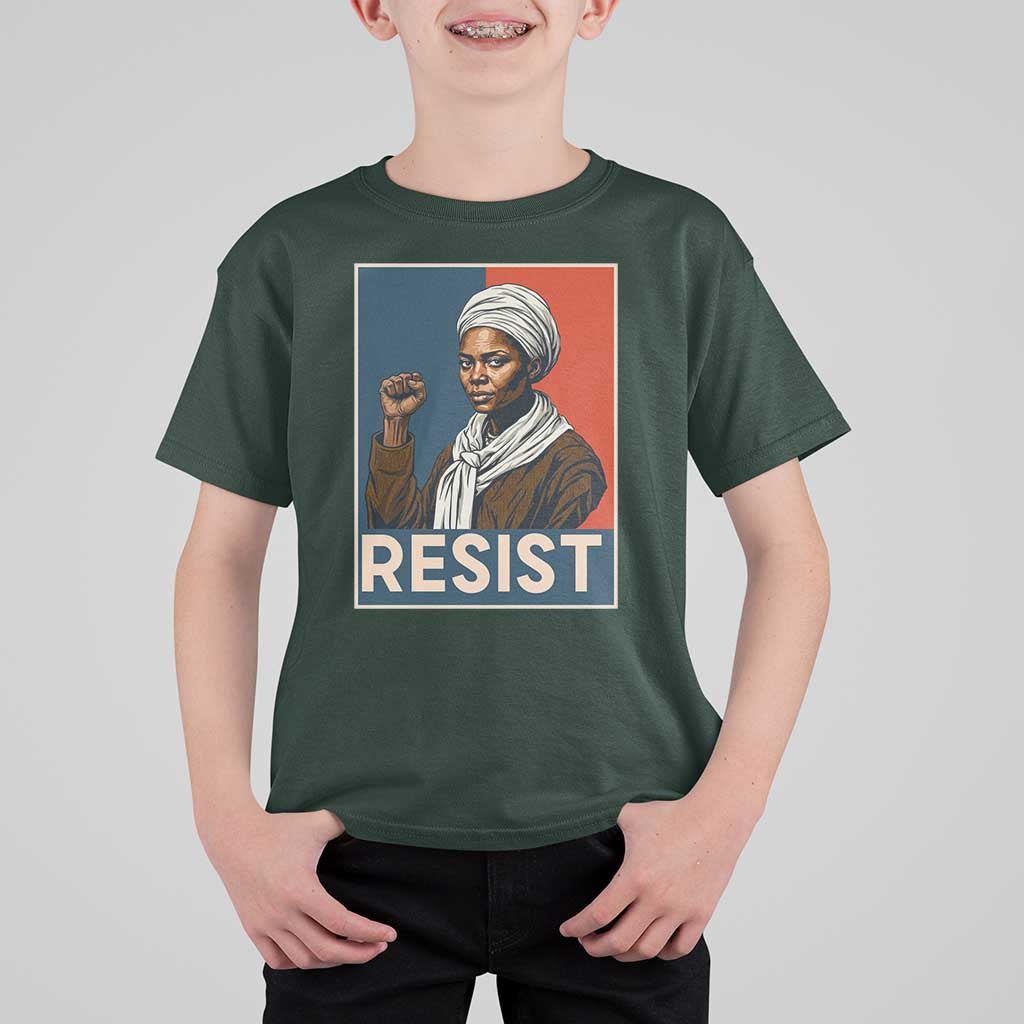 Funny Harriet Tubman Says Resist T Shirt For Kid Strong Black Woman Leader - Wonder Print Shop