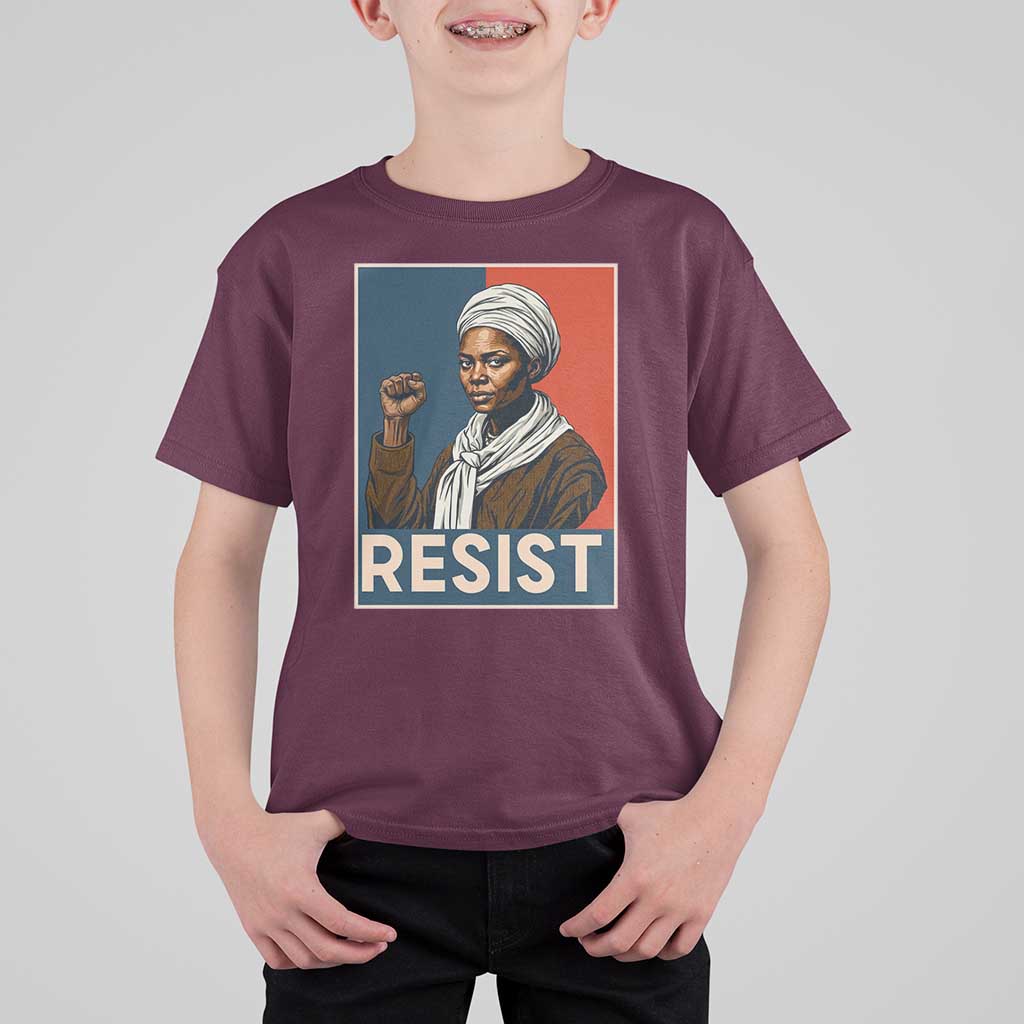 Funny Harriet Tubman Says Resist T Shirt For Kid Strong Black Woman Leader - Wonder Print Shop