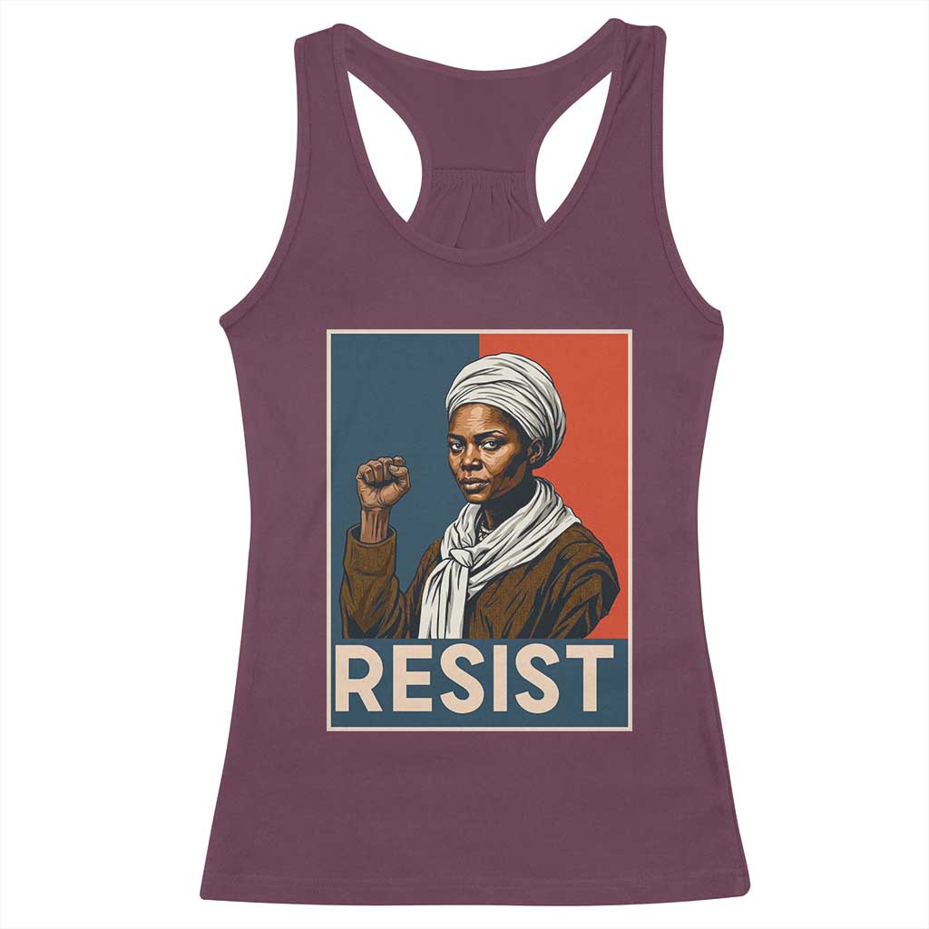 Funny Harriet Tubman Says Resist Racerback Tank Top Strong Black Woman Leader - Wonder Print Shop