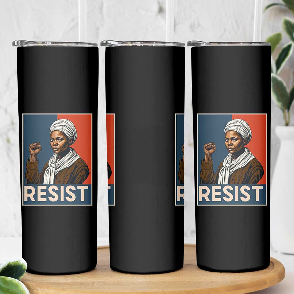 Funny Harriet Tubman Says Resist Skinny Tumbler Strong Black Woman Leader - Wonder Print Shop