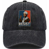 Funny Harriet Tubman Says Resist Washed Cotton Baseball Cap Strong Black Woman Leader