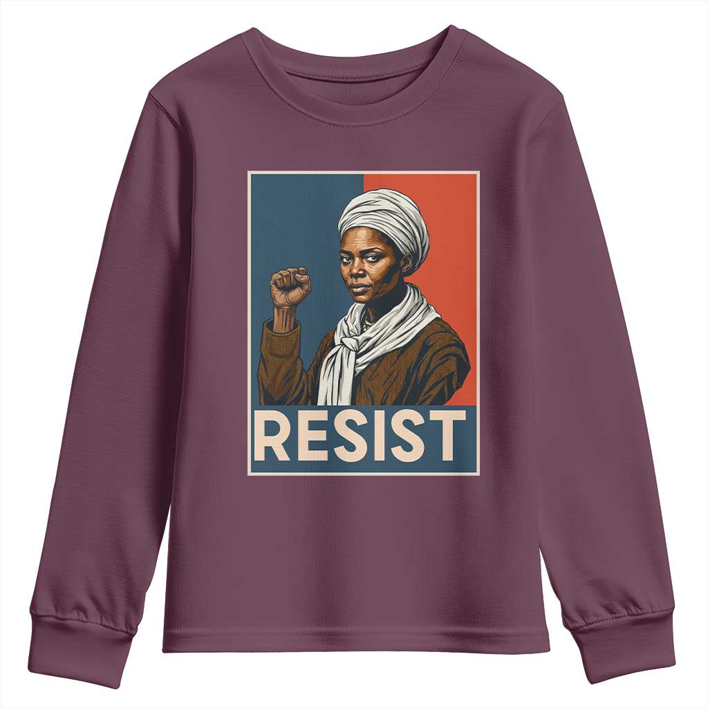 Funny Harriet Tubman Says Resist Youth Sweatshirt Strong Black Woman Leader - Wonder Print Shop