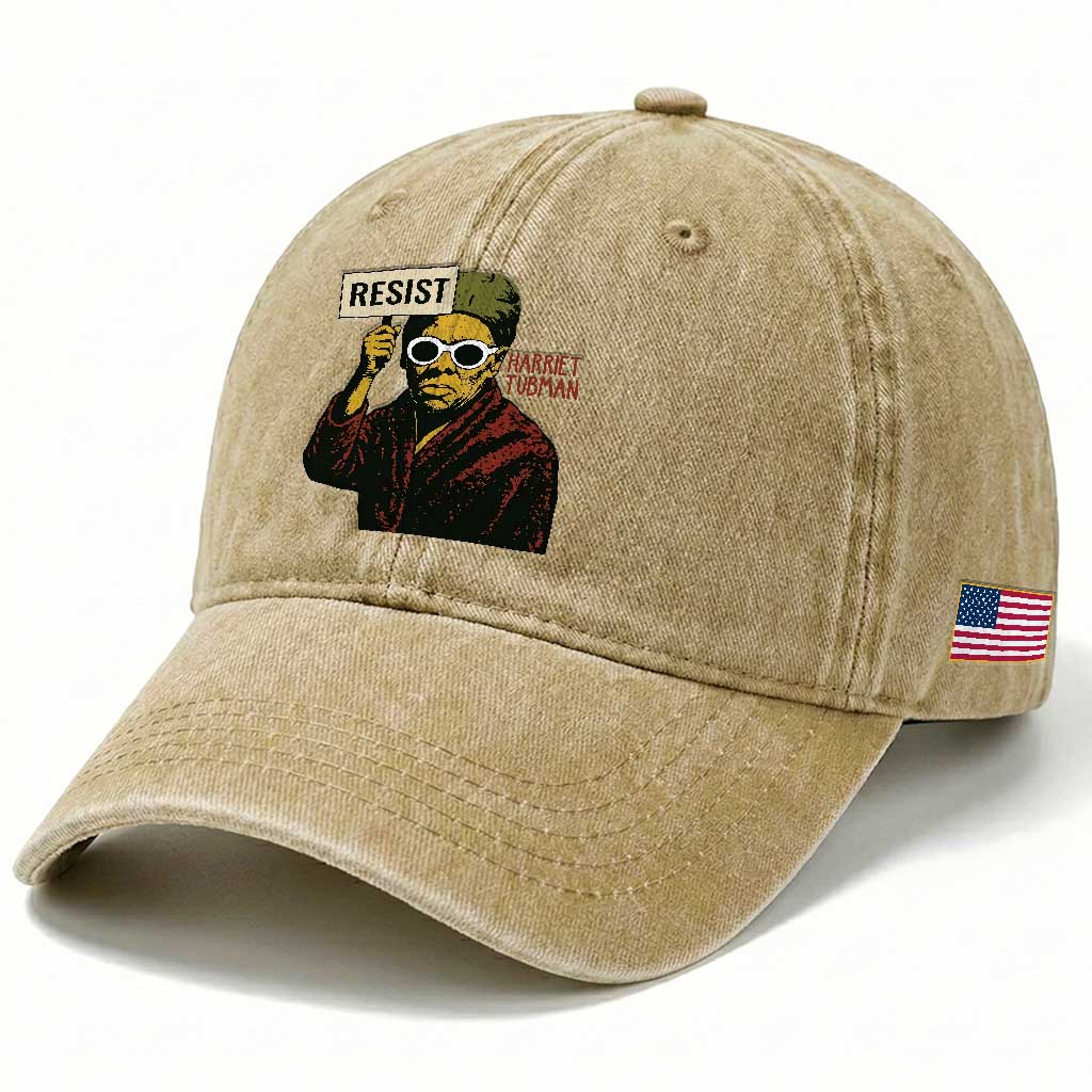 Funny Harriet Tubman Says Resist Washed Cotton Baseball Cap Female Empowerment History Gift