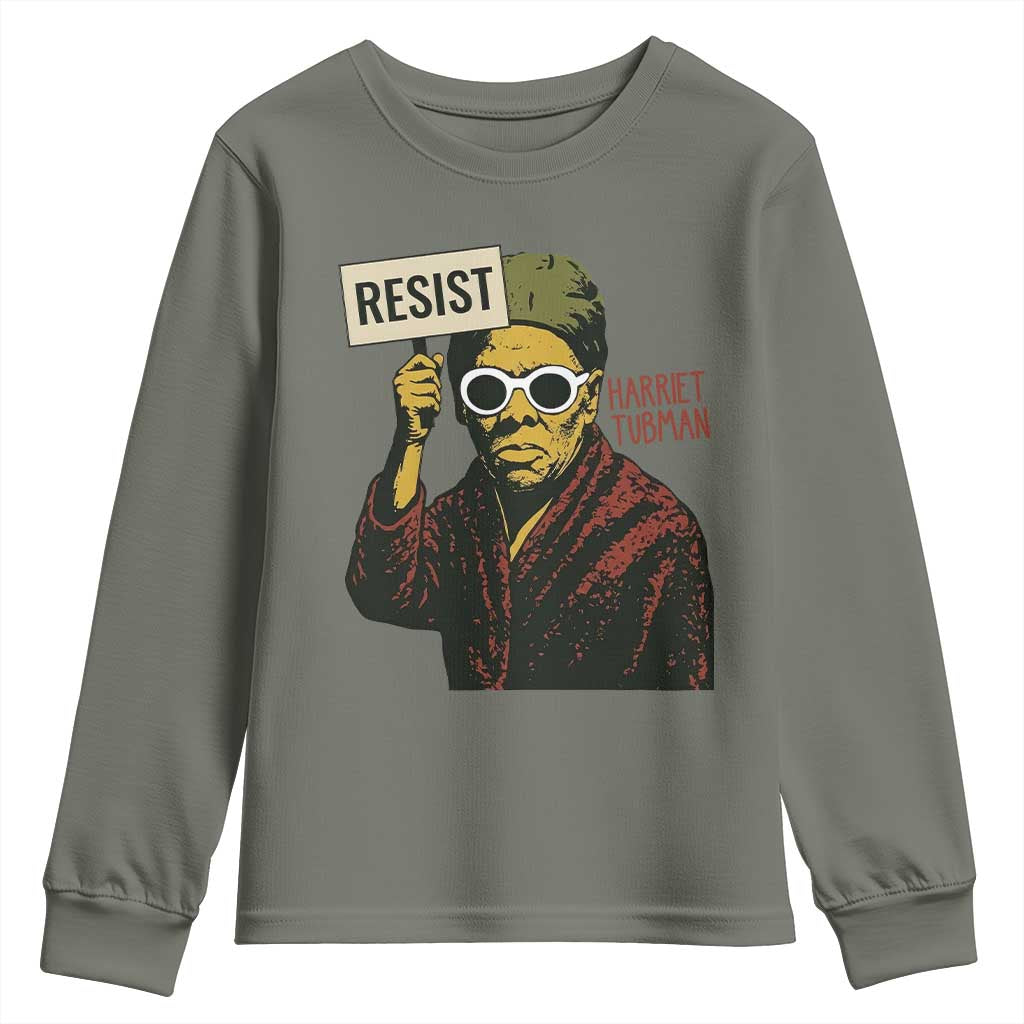 Funny Harriet Tubman Says Resist Youth Sweatshirt Female Empowerment History Gift - Wonder Print Shop