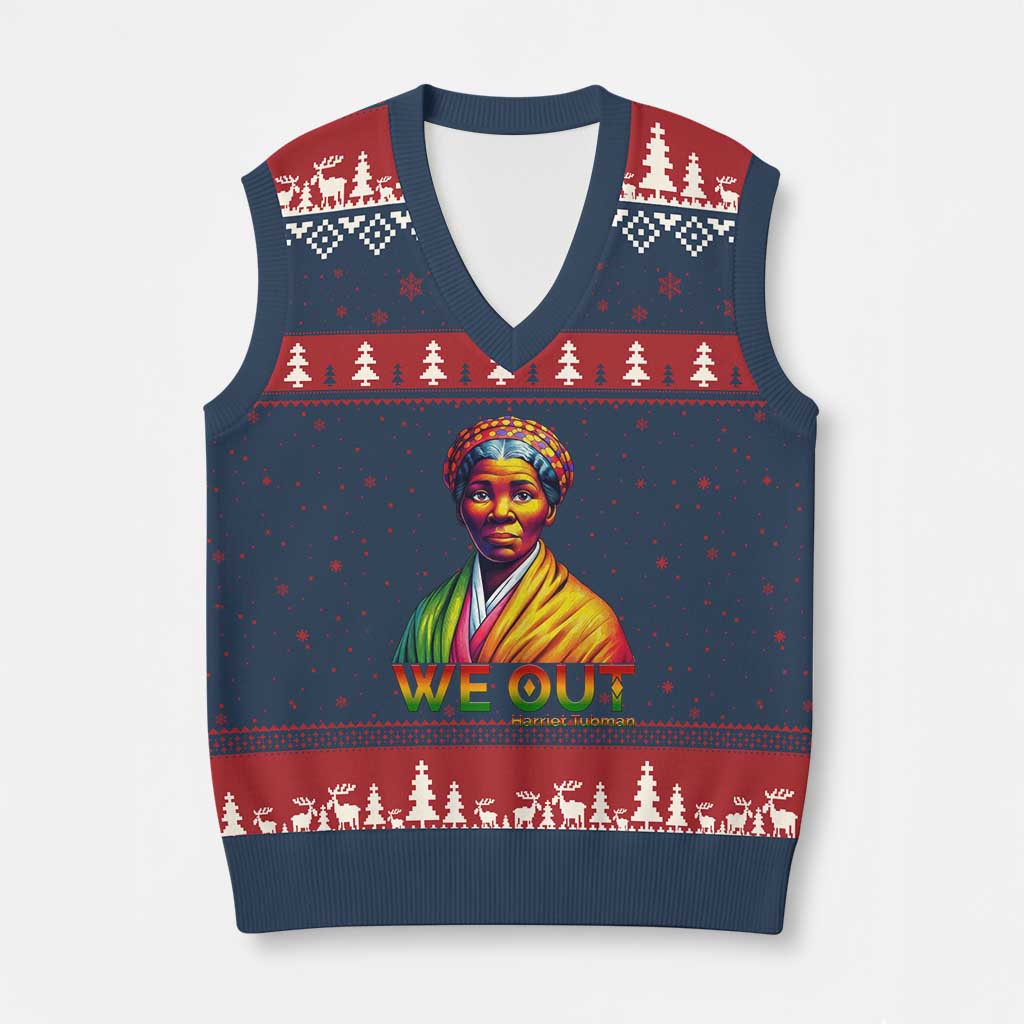 Harriet Tubman We Out V-Neck Knit Sweater Vest Female Empowerment History Gift - Wonder Print Shop