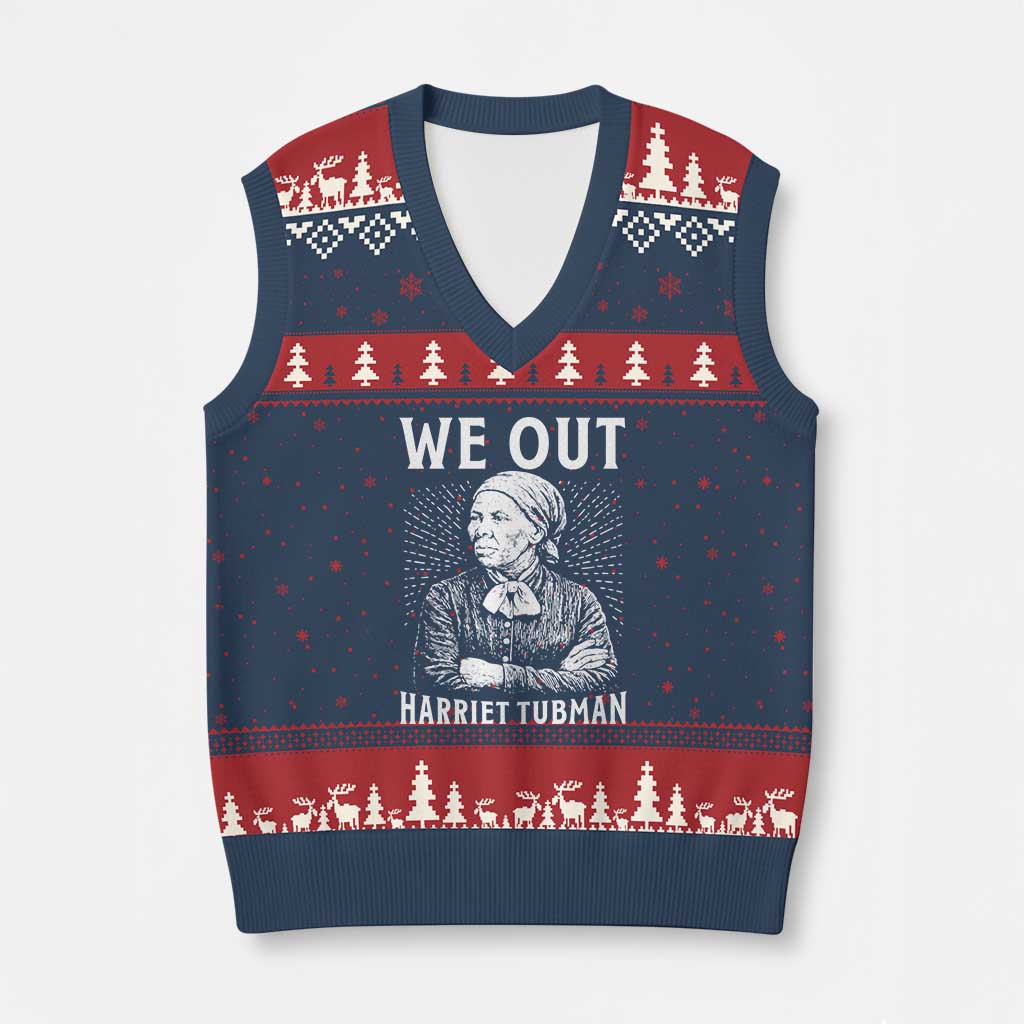 We Out Harriet Tubman V-Neck Knit Sweater Vest Black Women Empowerment - Wonder Print Shop