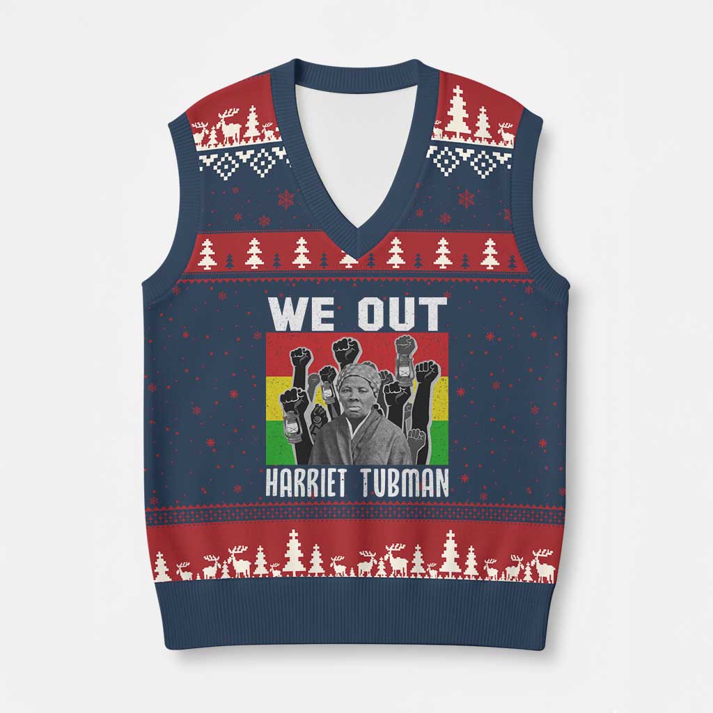 Harriet Tubman V-Neck Knit Sweater Vest We Out Women Empowerment Quote - Wonder Print Shop