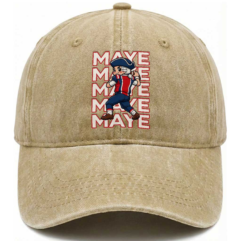 Funny NE Football Fan Gift Washed Cotton Baseball Cap Maye Lover