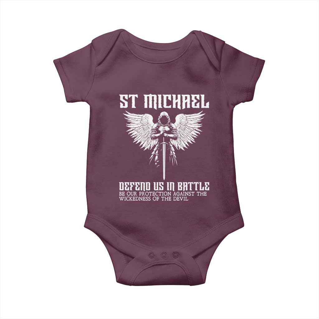 Saint Michael Defend Us In Battle Baby Onesie Christian Faith Gift