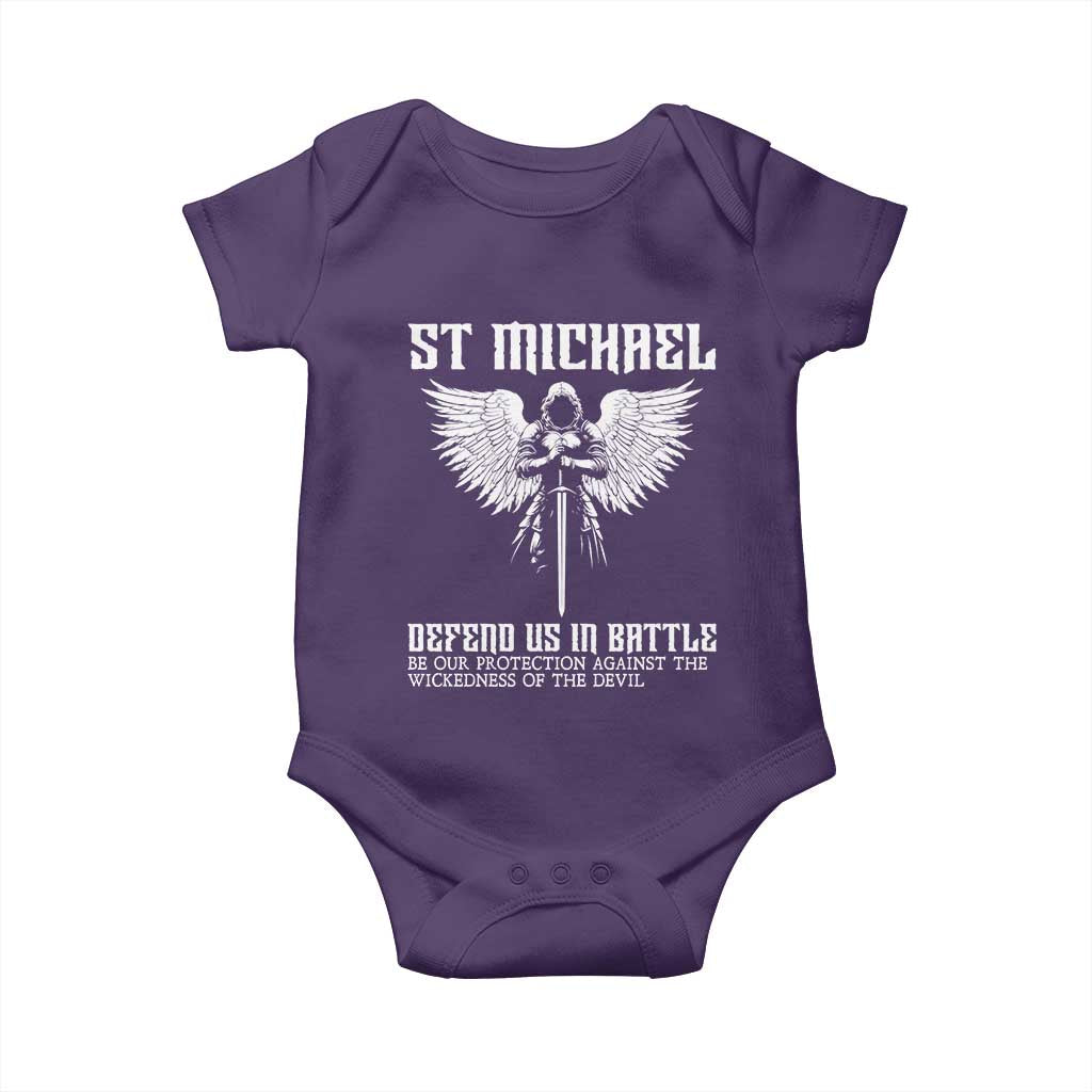 Saint Michael Defend Us In Battle Baby Onesie Christian Faith Gift