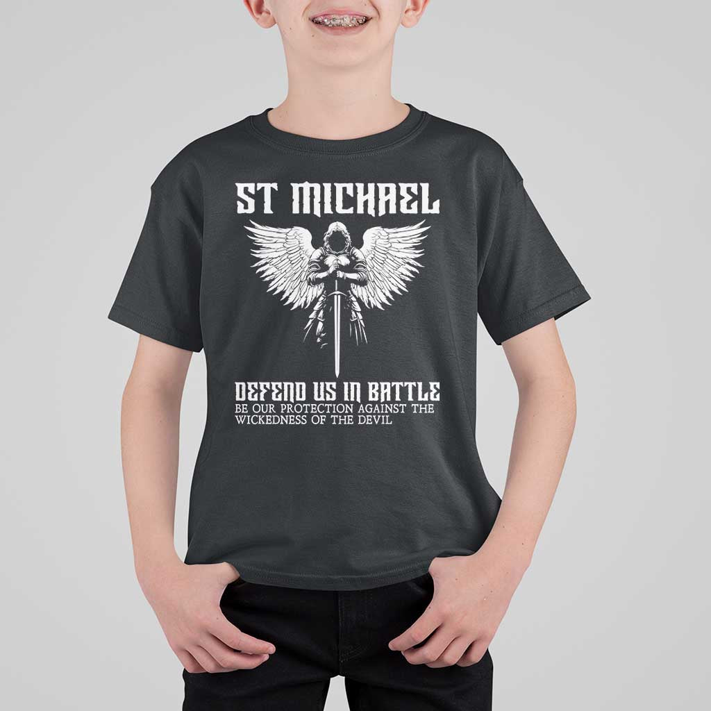 Saint Michael Defend Us In Battle T Shirt For Kid Christian Faith Gift