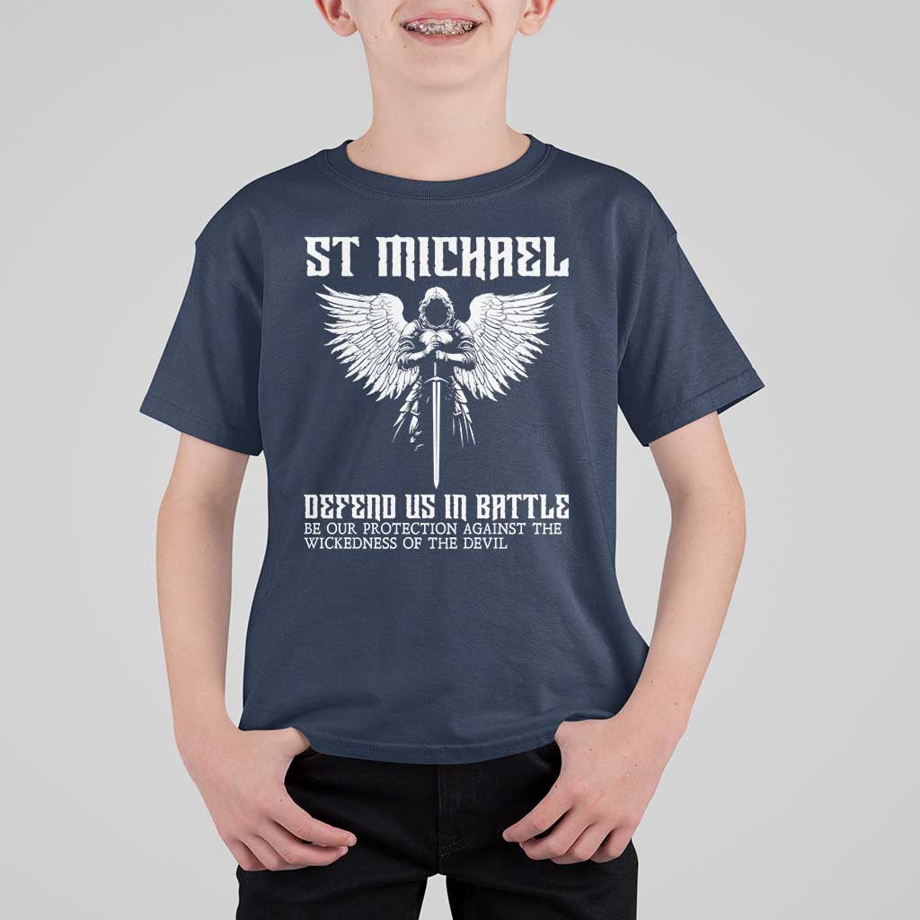 Saint Michael Defend Us In Battle T Shirt For Kid Christian Faith Gift