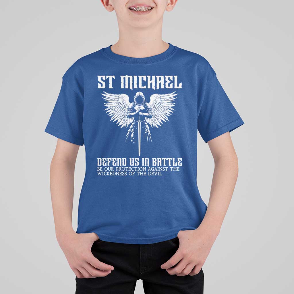 Saint Michael Defend Us In Battle T Shirt For Kid Christian Faith Gift