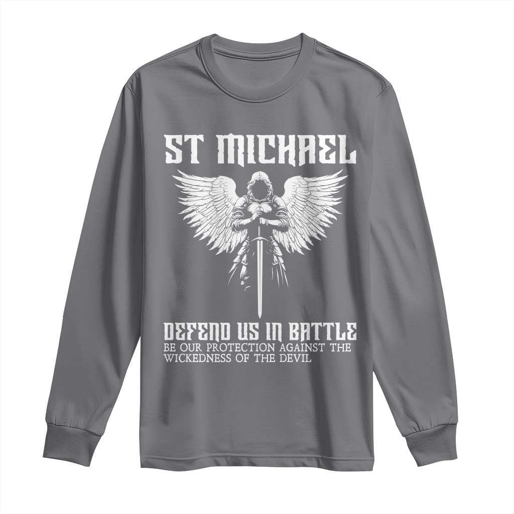Saint Michael Defend Us In Battle Long Sleeve Shirt Christian Faith Gift