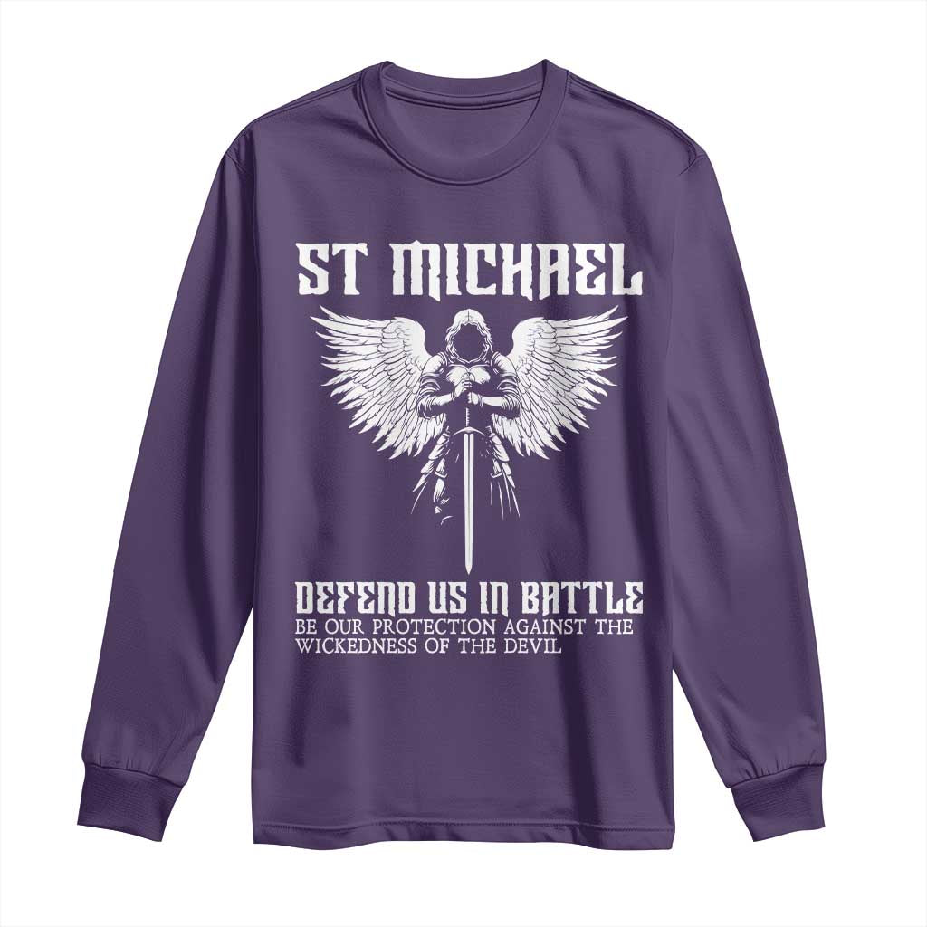 Saint Michael Defend Us In Battle Long Sleeve Shirt Christian Faith Gift
