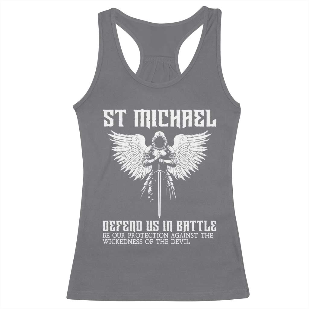 Saint Michael Defend Us In Battle Racerback Tank Top Christian Faith Gift