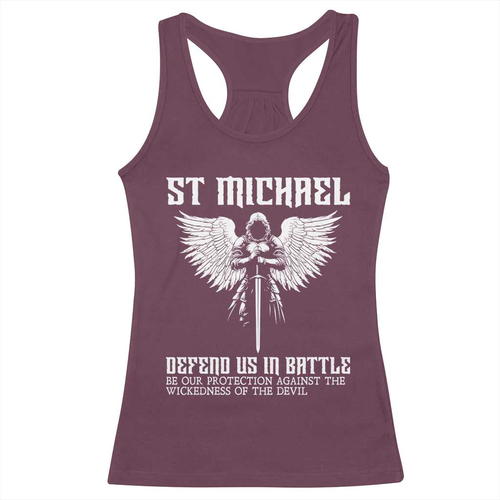 Saint Michael Defend Us In Battle Racerback Tank Top Christian Faith Gift
