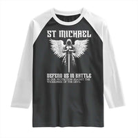 Saint Michael Defend Us In Battle Raglan Shirt Christian Faith Gift