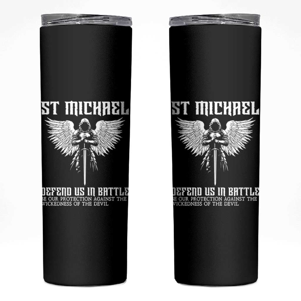 Saint Michael Defend Us In Battle Skinny Tumbler Christian Faith Gift