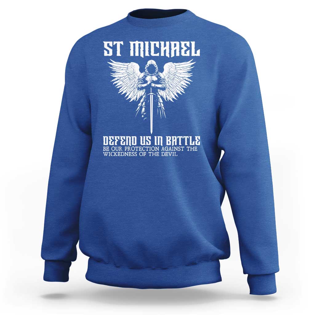 Saint Michael Defend Us In Battle Sweatshirt Christian Faith Gift